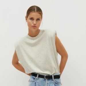 Mango Shoulder Pad T-Shirt Top